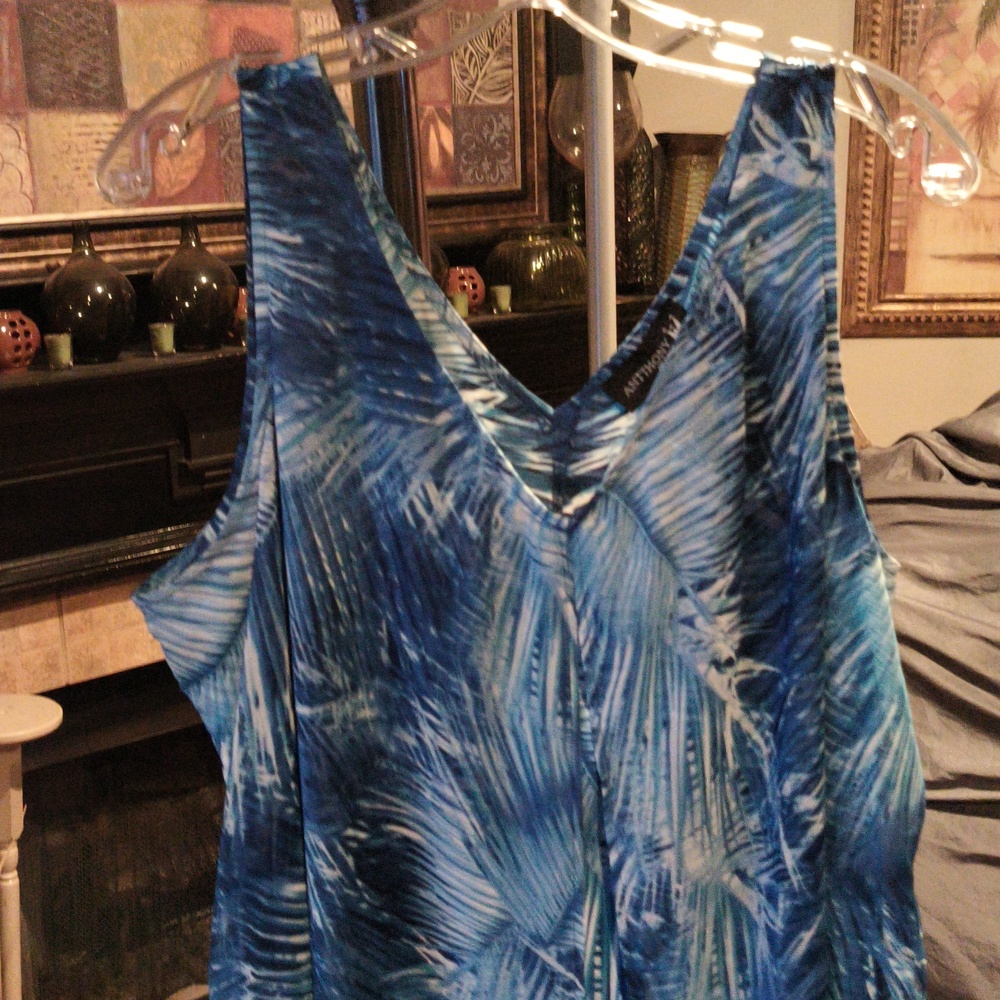 FINAL PRICE NWT Antthony Original Blue Patterned Maxi Dress 2X - Picture 9 of 15